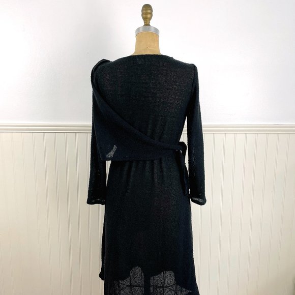 1980s knit dress with asymmetrical bodice wrap - size small - Picture 4 of 8